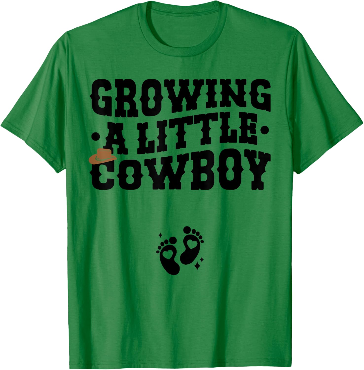 Country Pregnancy Announcement - Growing a Little Cowboy T-Shirt - T-Shirt | Irish Green