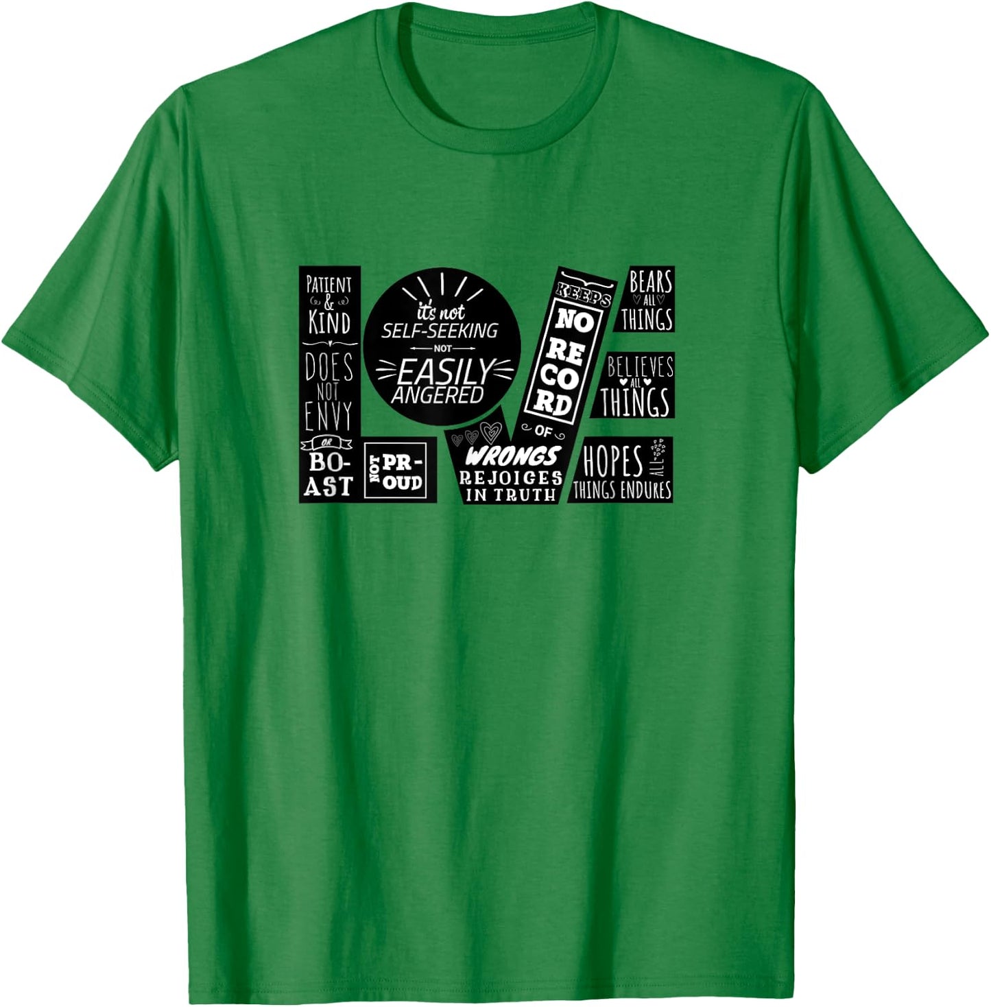 Love is Patient 1 Corinthians 13:4-8 Christian Design T-Shirt - T-Shirt | Irish Green