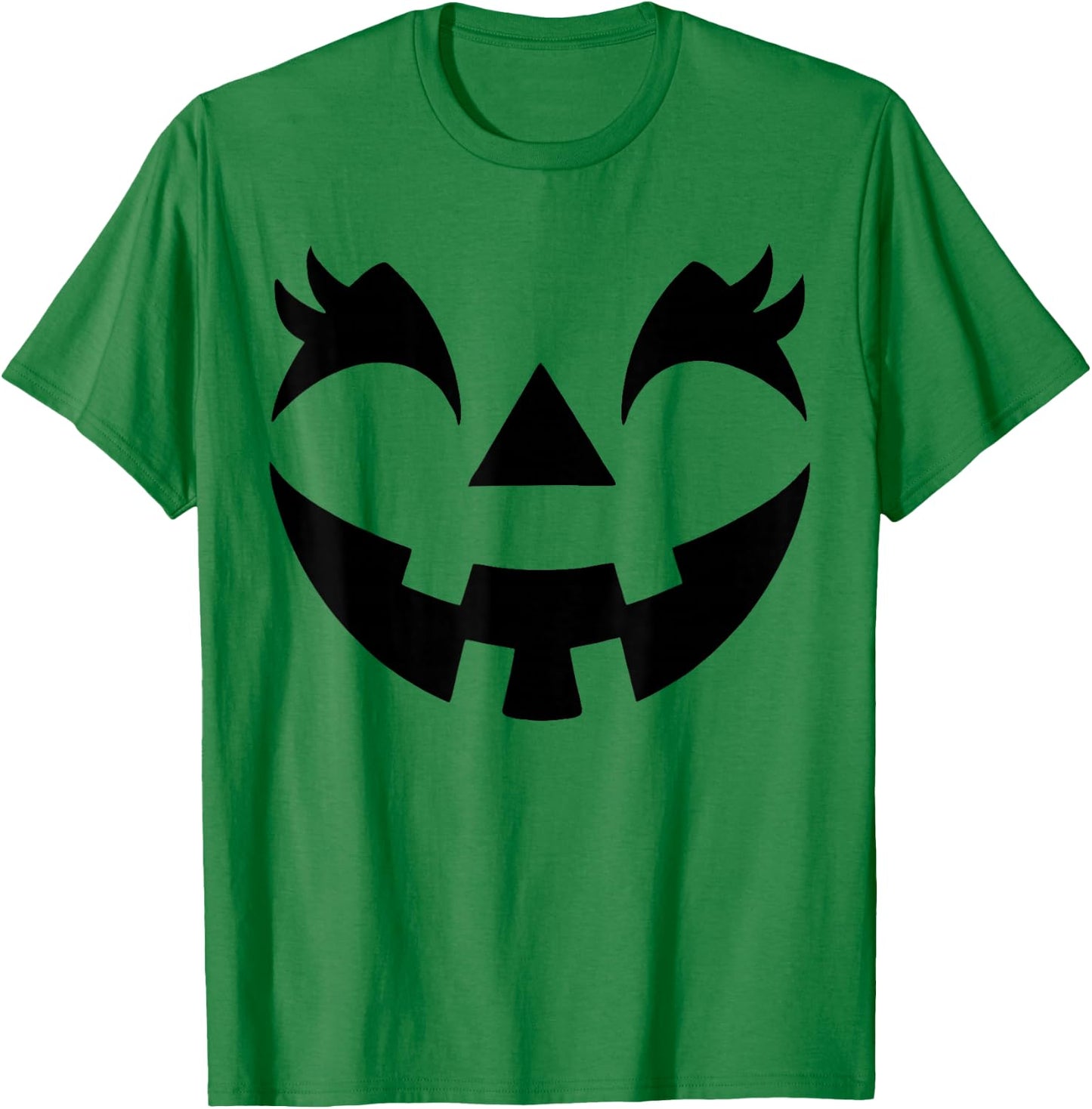 Jack O Lantern Face Pumpkin Eyelashes Hallowen Costume Funny T-Shirt - T-Shirt | Irish Green