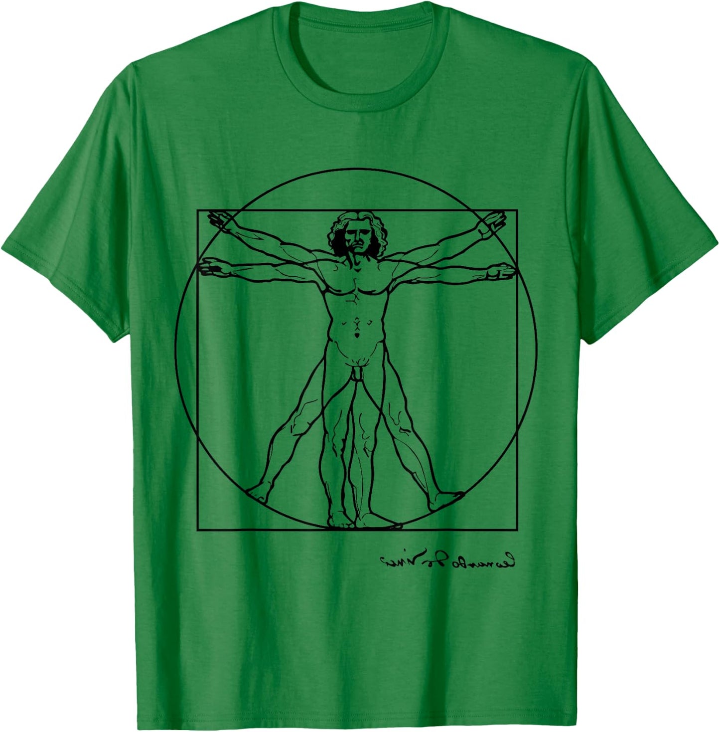 Leonardo Da Vinci The Vitruvian Man T Shirt, Artwork Sketch T-Shirt - T-Shirt | Irish Green