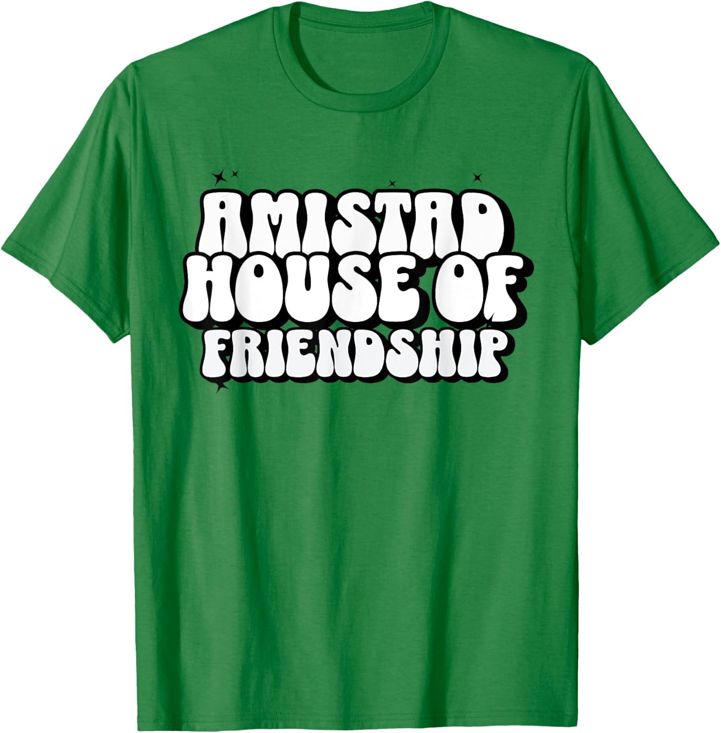 AMISTAD House Of Friendship Red Retro Groovy Social AMISTAD T-Shirt - T-Shirt | Irish Green