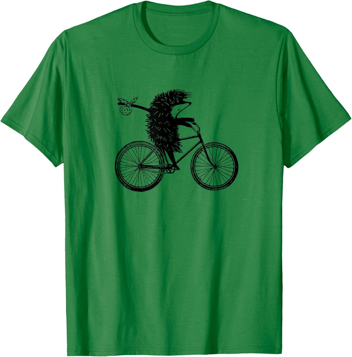 Hedgehog on the bicycle Funny Shirt / "ezhik v tumane" T-Shirt - T-Shirt | Irish Green