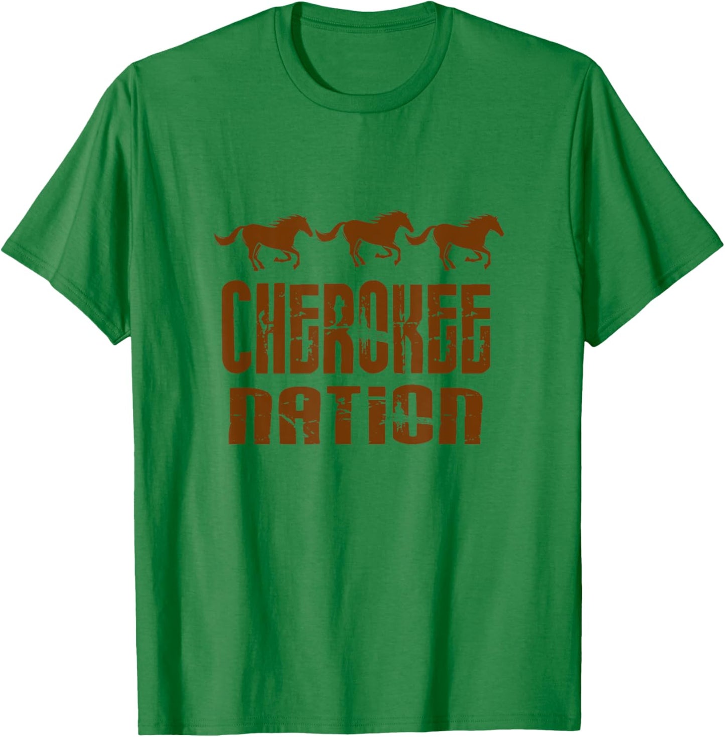 Cherokee Nation With Running Horses T-Shirt - T-Shirt | Irish Green