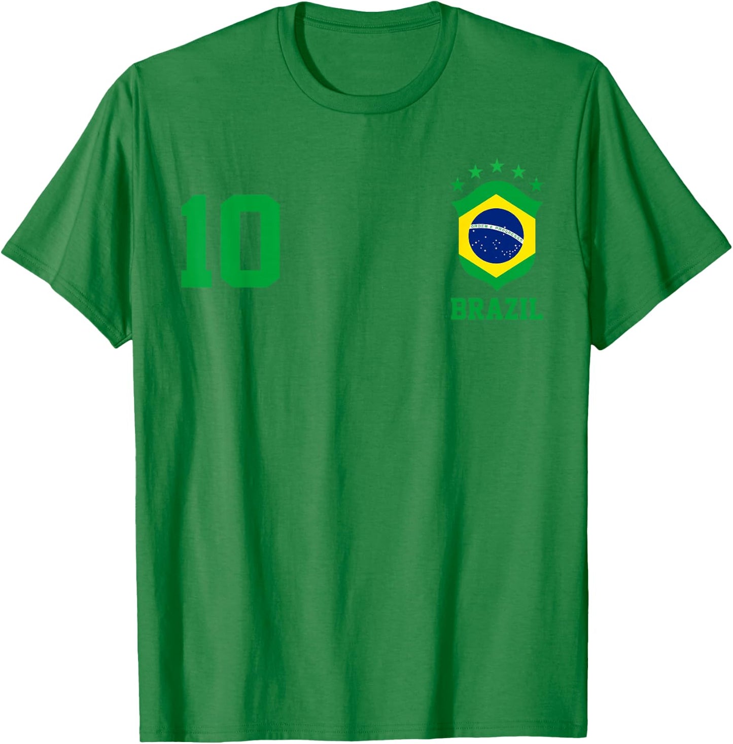 Chica Brazil Flag Brazilian Pride Soccer Jersey No.10 Lovers T-Shirt - T-Shirt | Irish Green