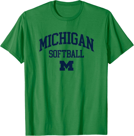 University of Michigan Wolverines U of M Softball T-Shirt - T-Shirt | Irish Green