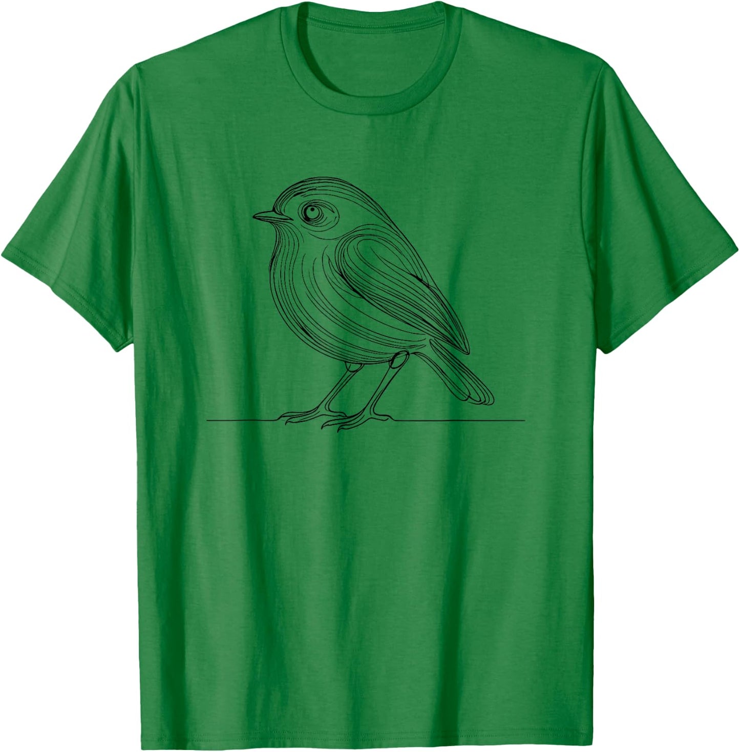 Line Art American Robin Bird T-Shirt - T-Shirt | Irish Green