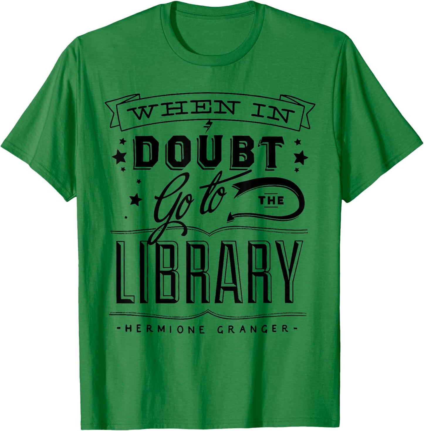 When In Doubt Go To The Library Teacher Vintage Book Lovers T-Shirt - T-Shirt | Irish Green