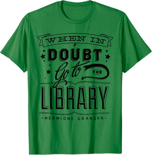 When In Doubt Go To The Library Teacher Vintage Book Lovers T-Shirt - T-Shirt | Irish Green