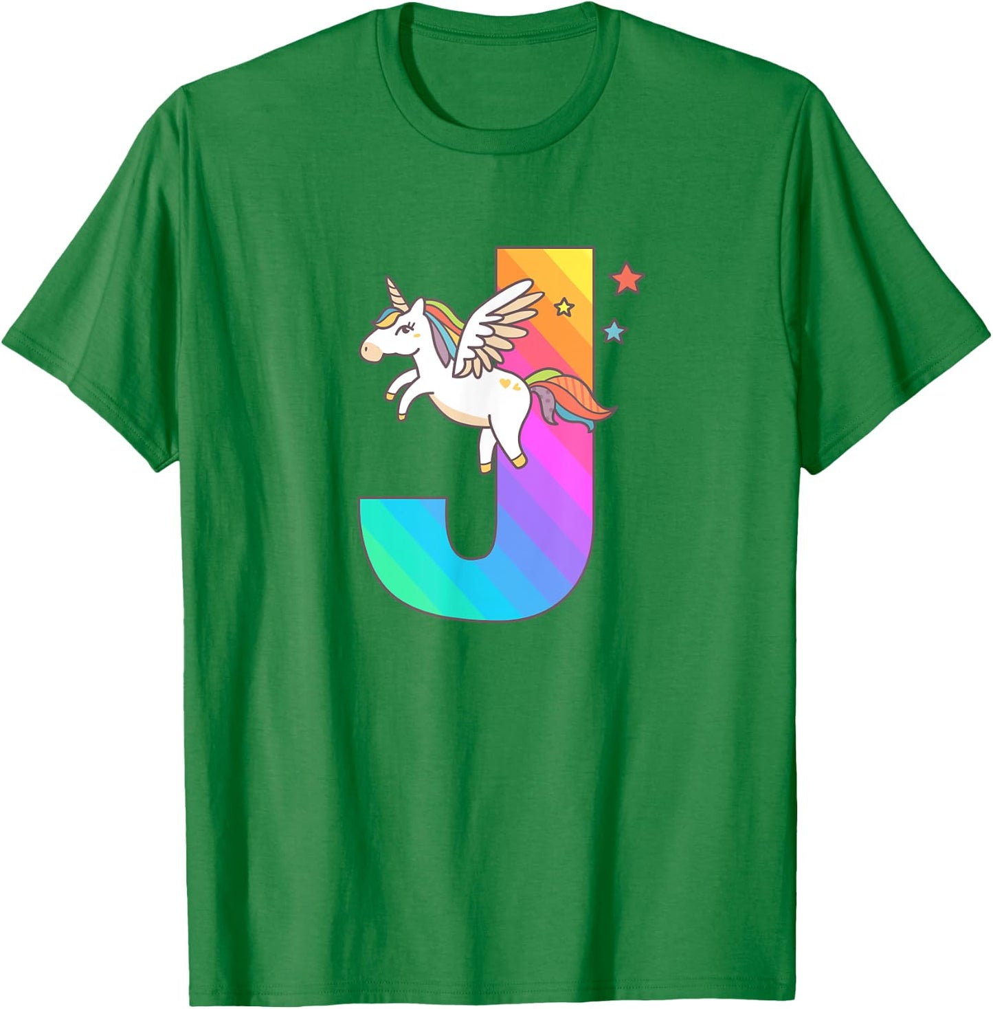 Unicorn Monogram Letter J Initial Cute Girls Birthday Gift T-Shirt - T-Shirt | Irish Green