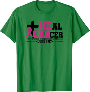 Heal Cancer Christian Believe God Breast Cancer Awareness T-Shirt - T-Shirt | Irish Green