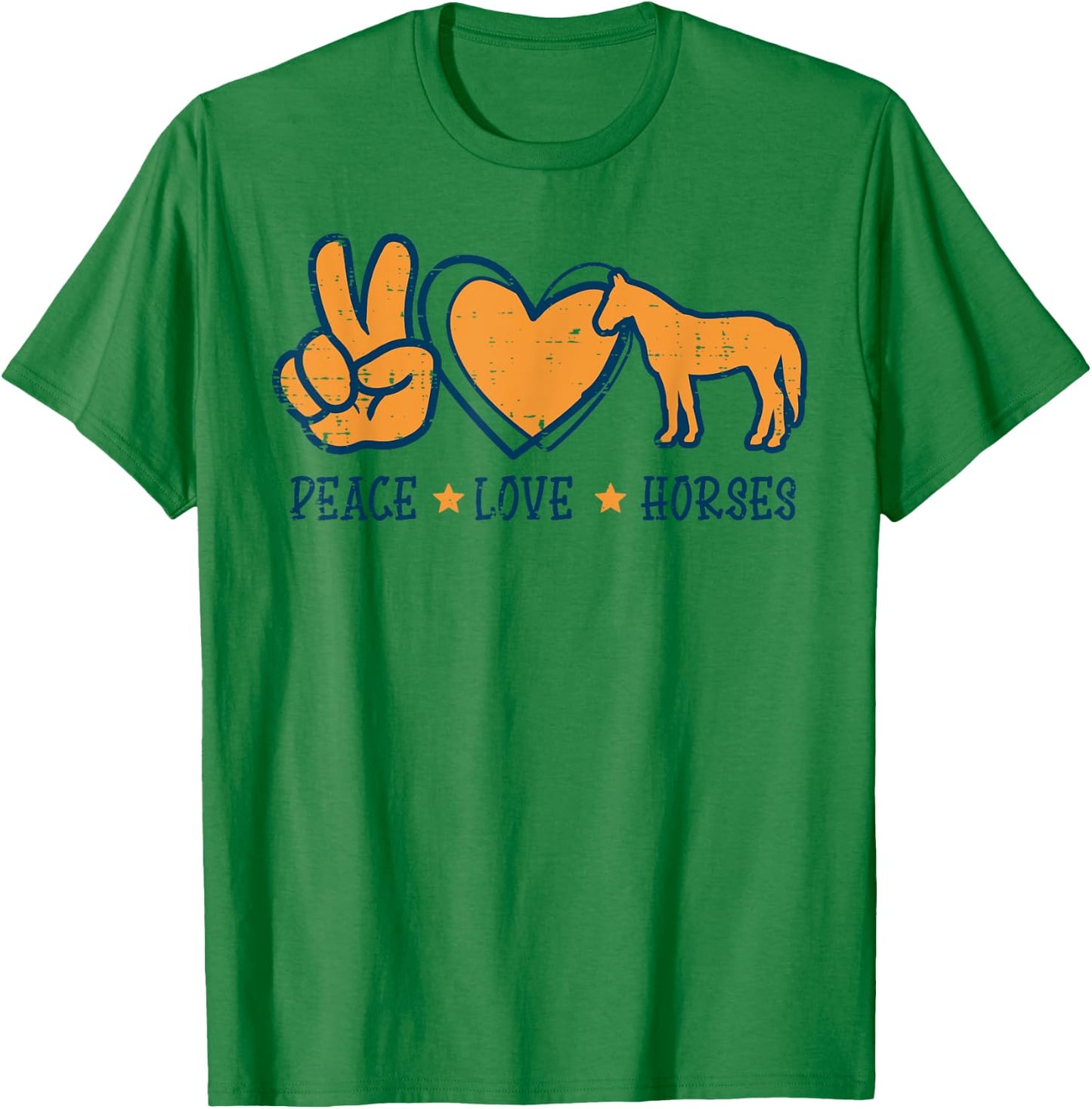 Peace Love Horses Cool Equestrian Hippie Men Women Kids T-Shirt - T-Shirt | Irish Green