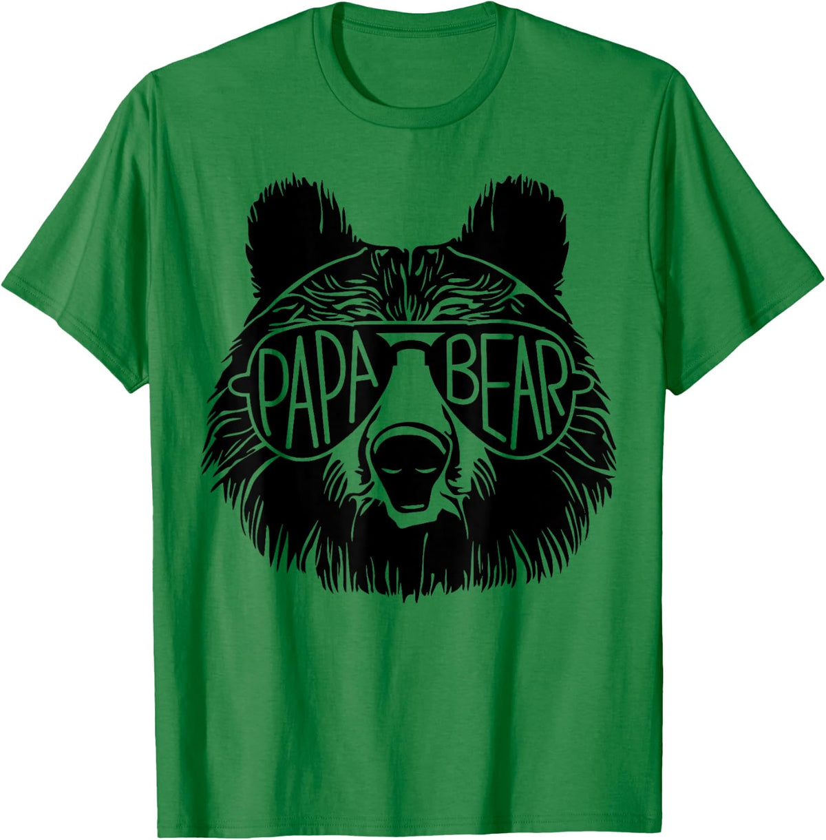 Papa Bear Face Sunglasses Papa Bear Lover Father's Day T-Shirt - T-Shirt | Irish Green