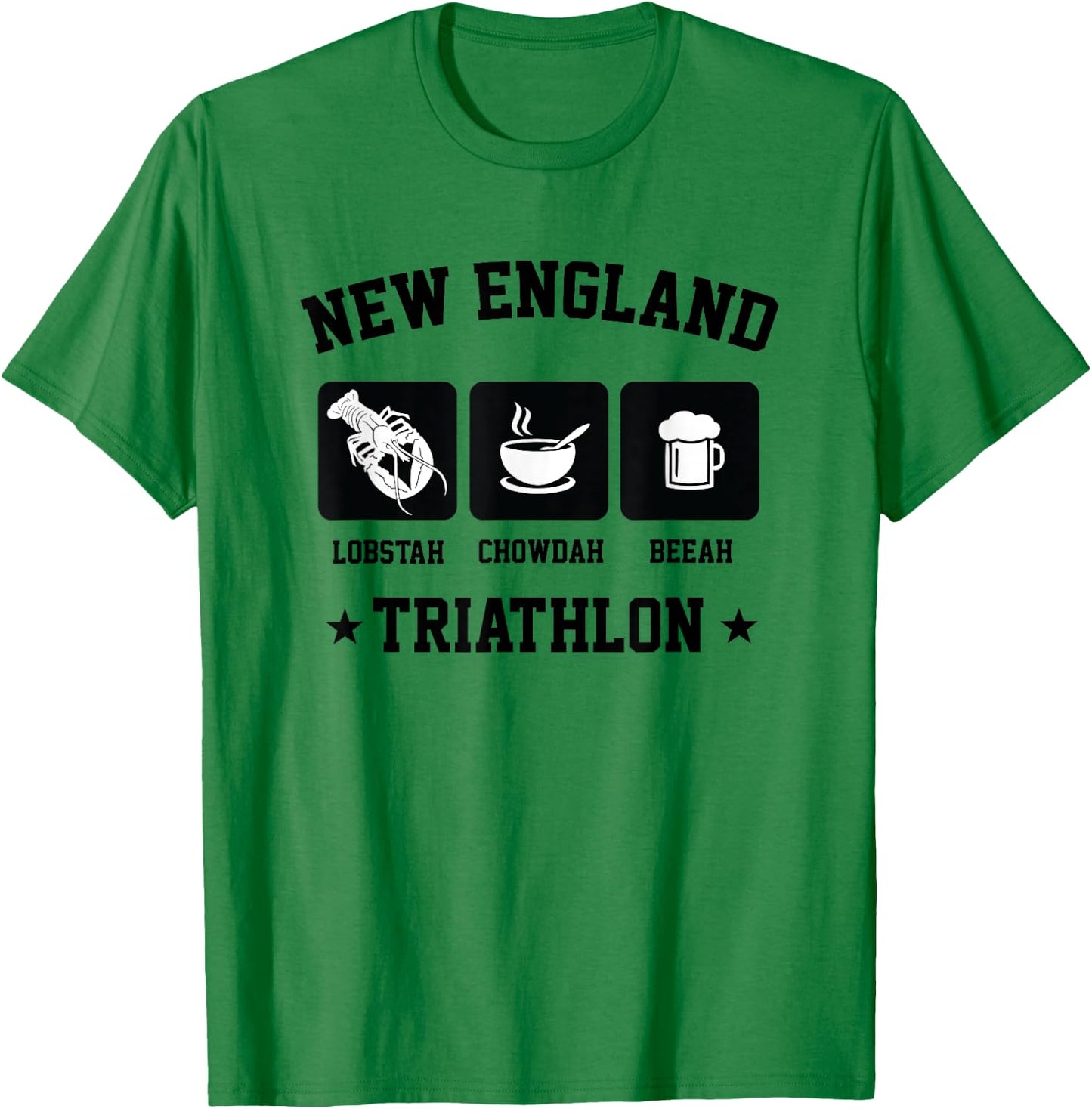 New England Triathlon Lobster Clam Chowder and Beer T-Shirt - T-Shirt | Irish Green