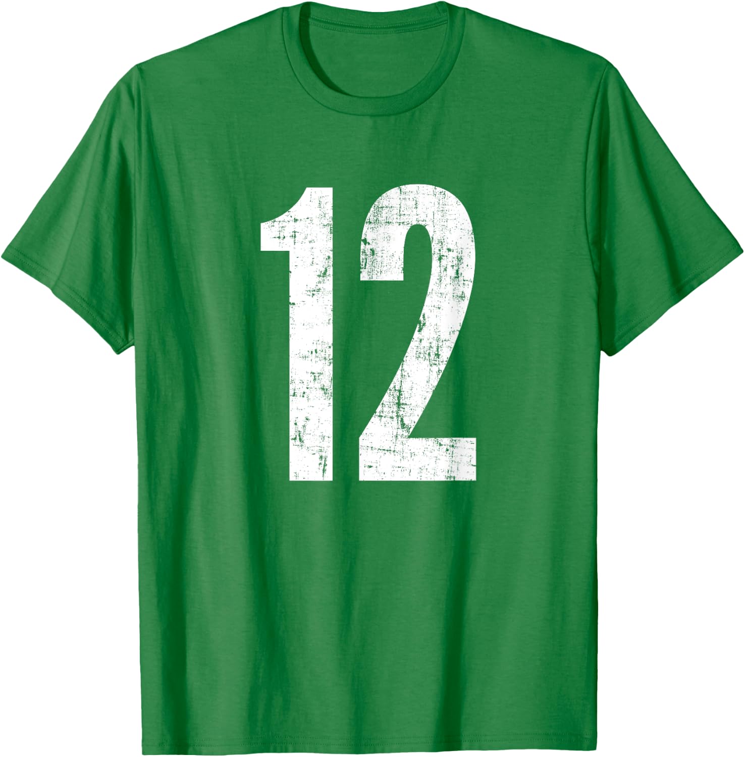 Number 12 Twelve Distressed Vintage Sport Team Player's T-Shirt - T-Shirt | Irish Green