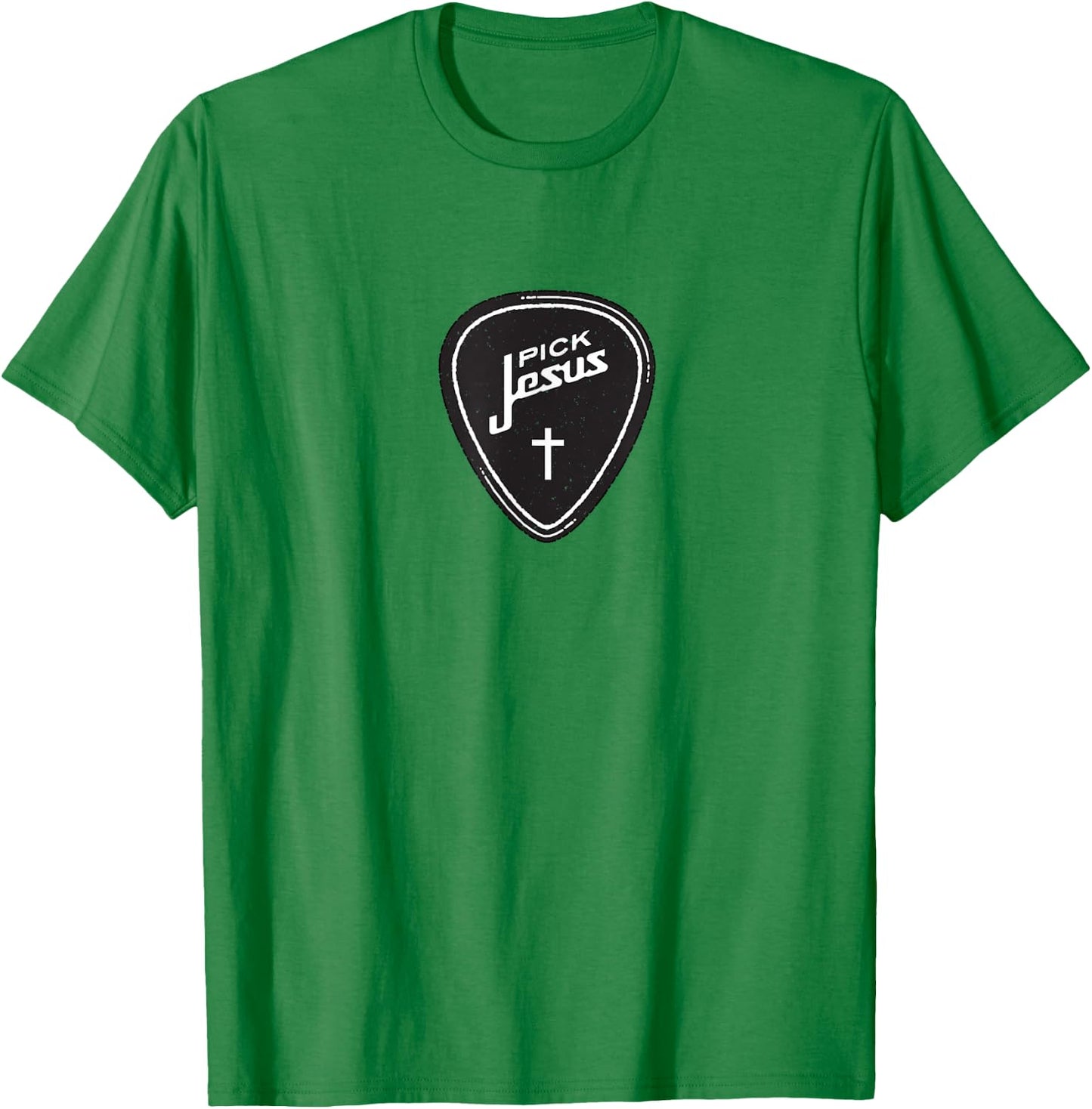 Christian Shirt - Vintage Guitar Pick Jesus Cross Worship T-Shirt - T-Shirt | Irish Green