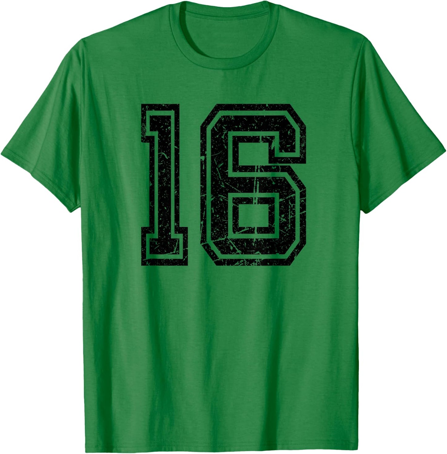 Retro Number #16 Sport Black Number T-Shirt - T-Shirt | Irish Green
