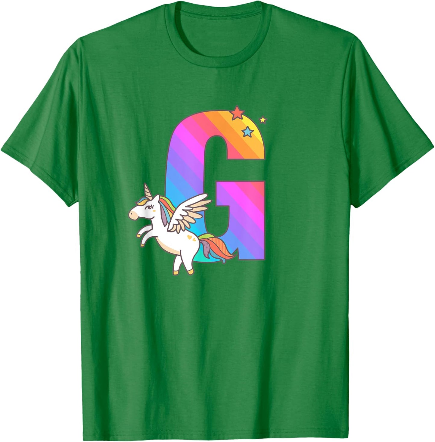 Unicorn Monogram Letter G Initial Cute Girls Birthday Gift T-Shirt - T-Shirt | Irish Green