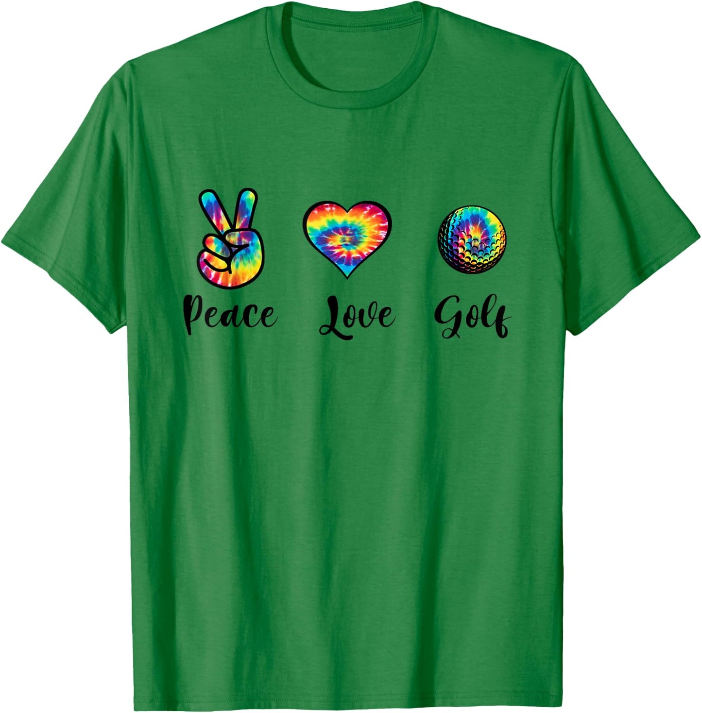 Funny Peace Love Golf Tie Dye Golf Lovers Golfer Golfing T-Shirt - T-Shirt | Irish Green