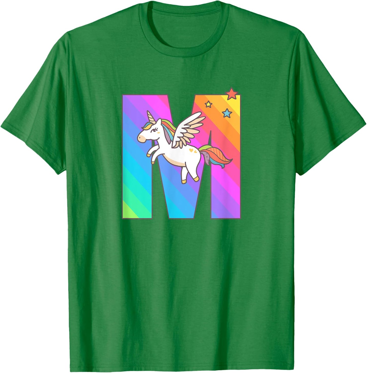 Unicorn Monogram Letter M Initial Cute Girls Birthday Gift T-Shirt - T-Shirt | Irish Green