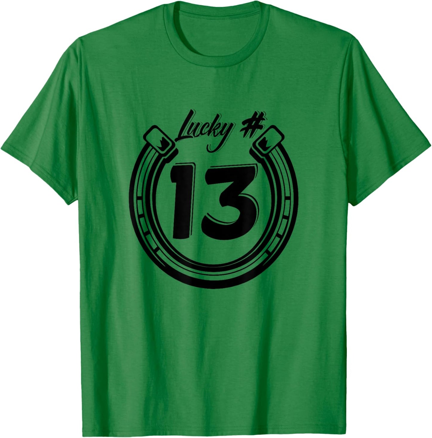 LUCKY NUMBER 13 horseshoe superstition T-Shirt - T-Shirt | Irish Green