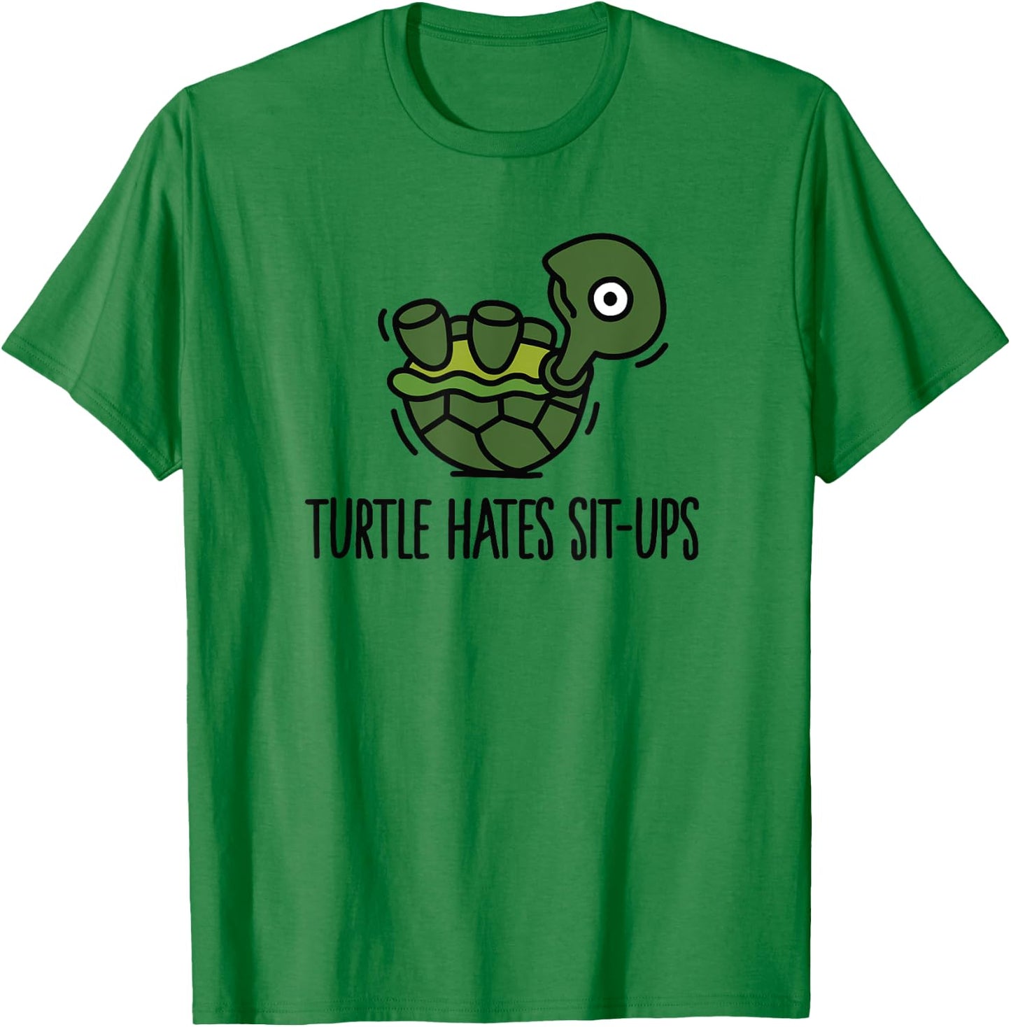 Funny Turtle hates sit-ups abs six-pack workout T-Shirt - T-Shirt | Irish Green