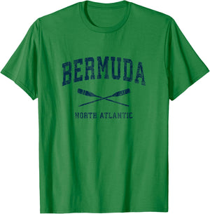 Bermuda Vintage Nautical Paddles Sports Oars T-Shirt - T-Shirt | Irish Green