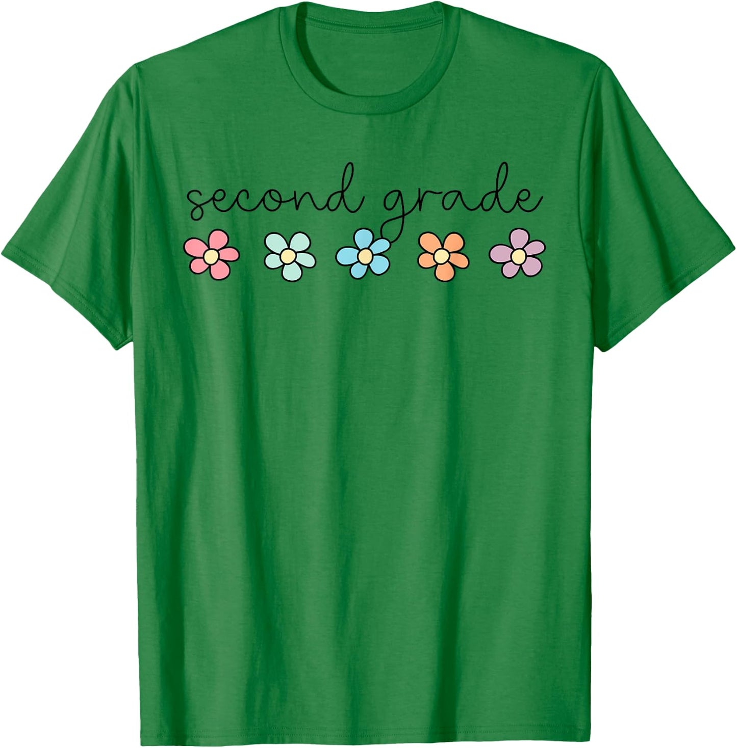 Retro Groovy Second Grade Hello 2nd Grade Teacher Kids T-Shirt - T-Shirt | Irish Green