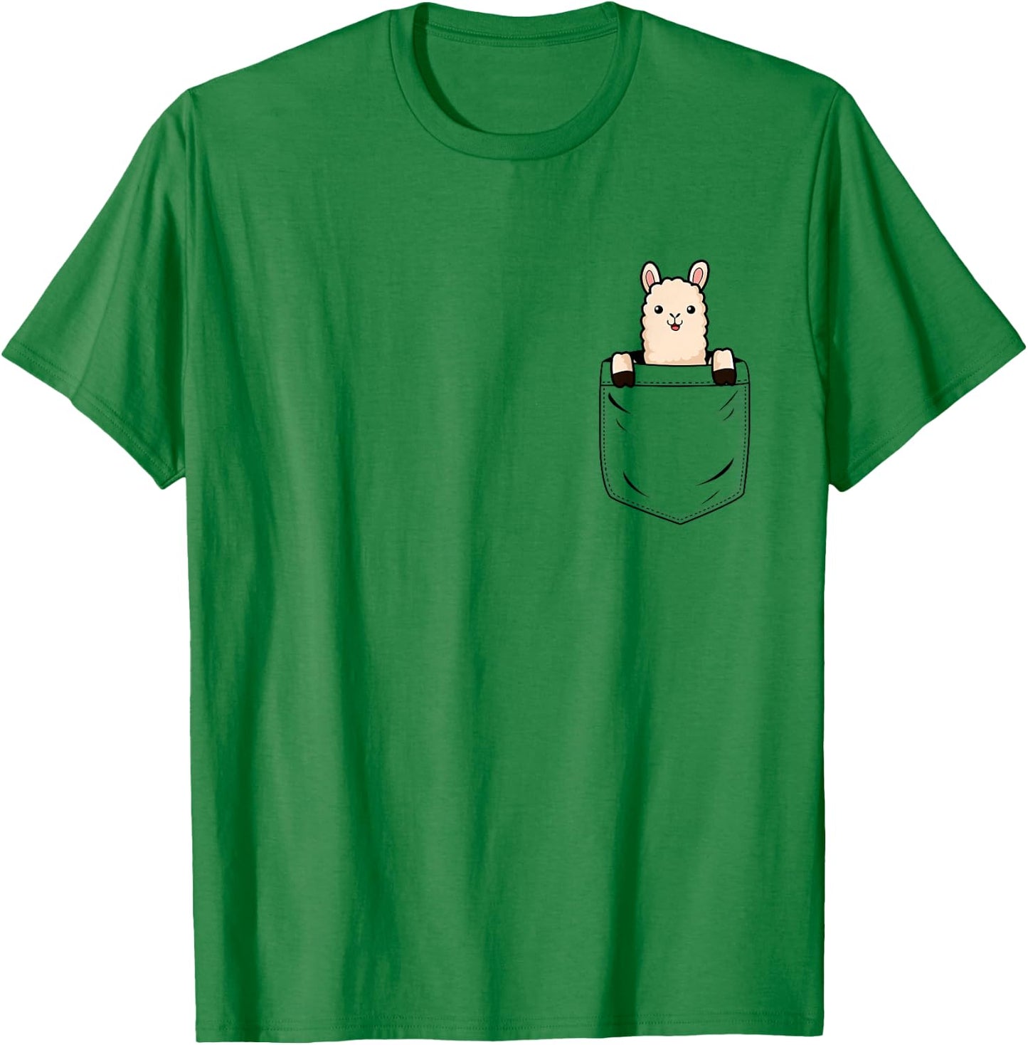 Llama Lovers Cute Funny Llama In Pocket T-Shirt - T-Shirt | Irish Green