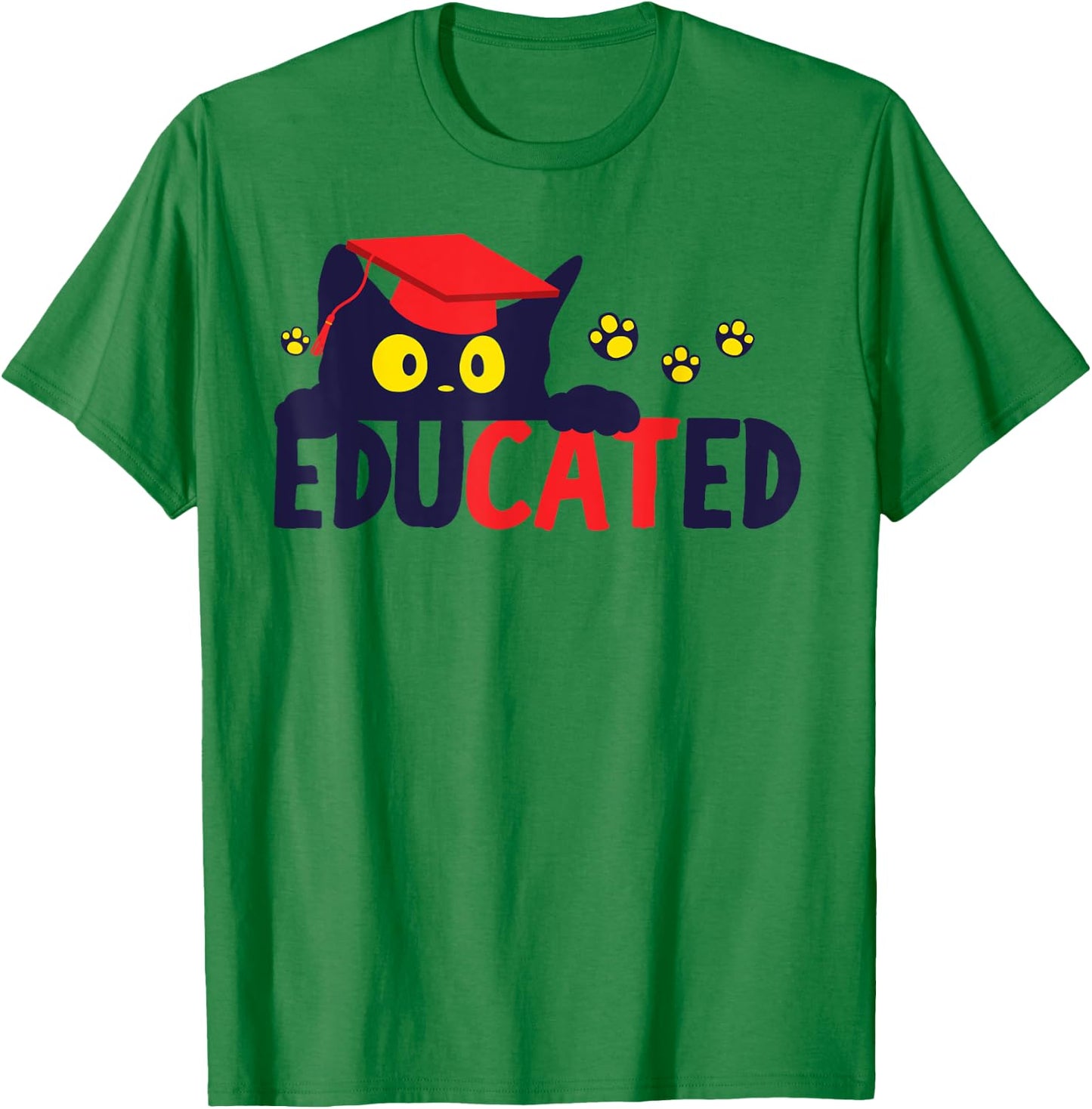 Educated Cat in Graduation Cap Funny Grad Women T-Shirt - T-Shirt | Irish Green