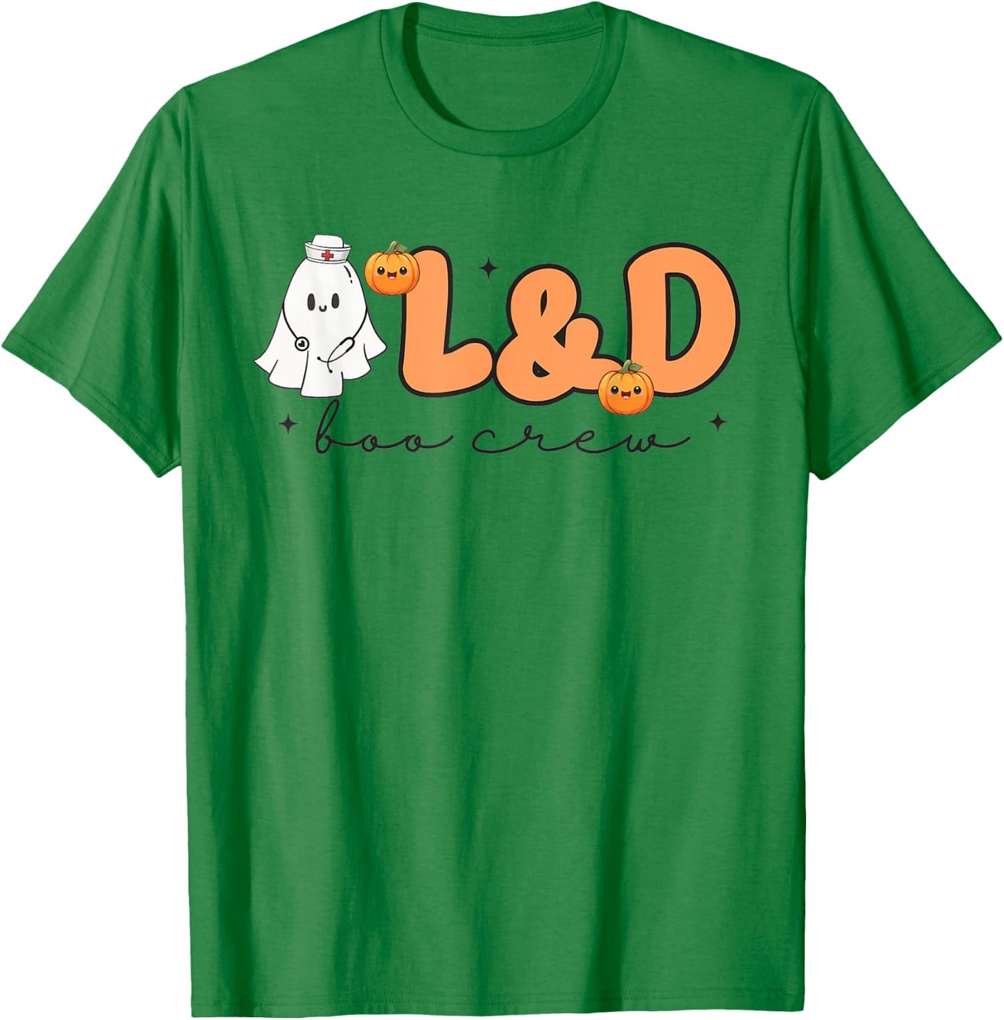 Labor Delivery Boo Crew Halloween Nurse Ghost Delivery Nurse T-Shirt - T-Shirt | Irish Green