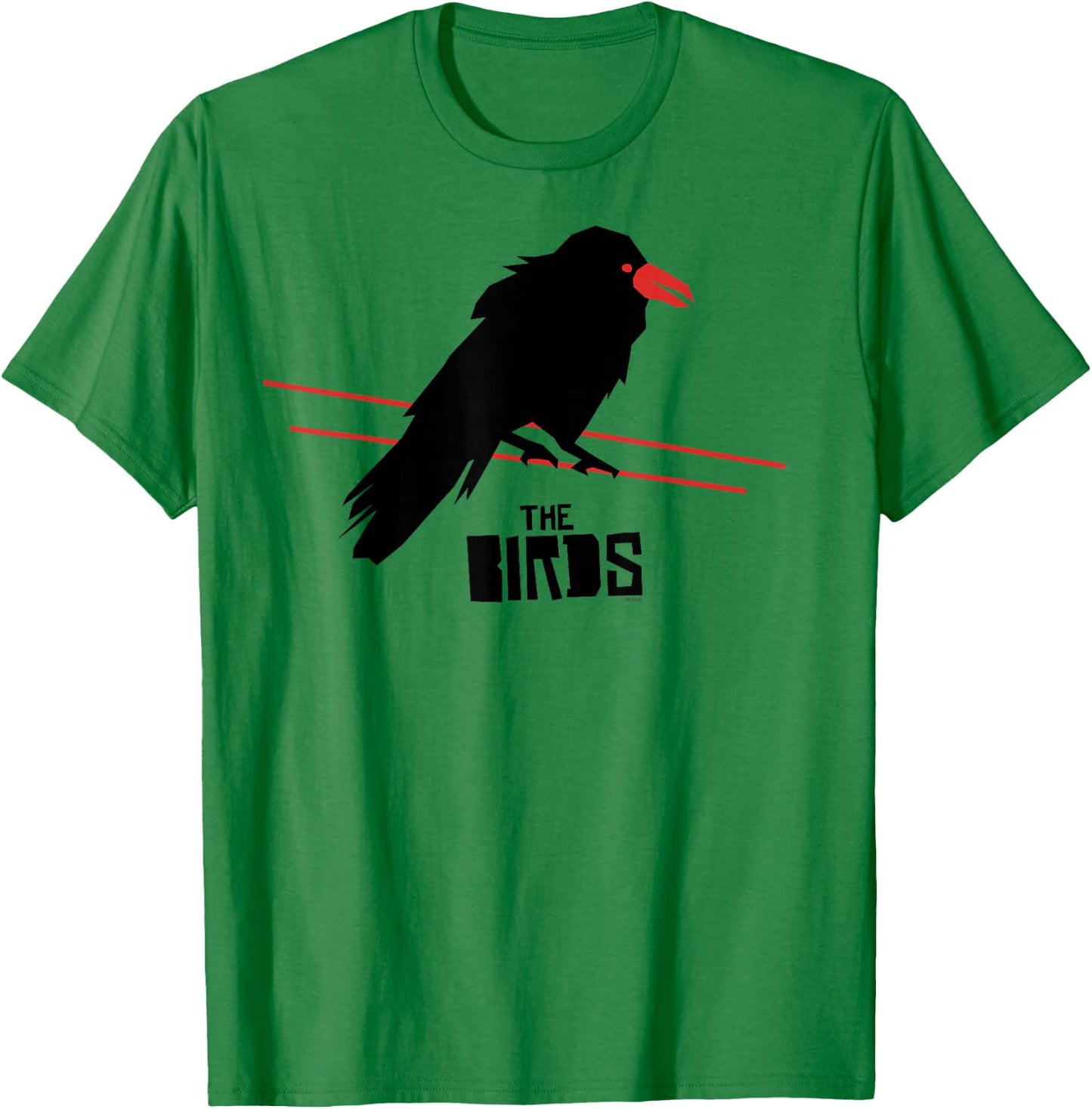 The Birds Alfred Hitchcock Raven On A Wire T-Shirt - T-Shirt | Irish Green