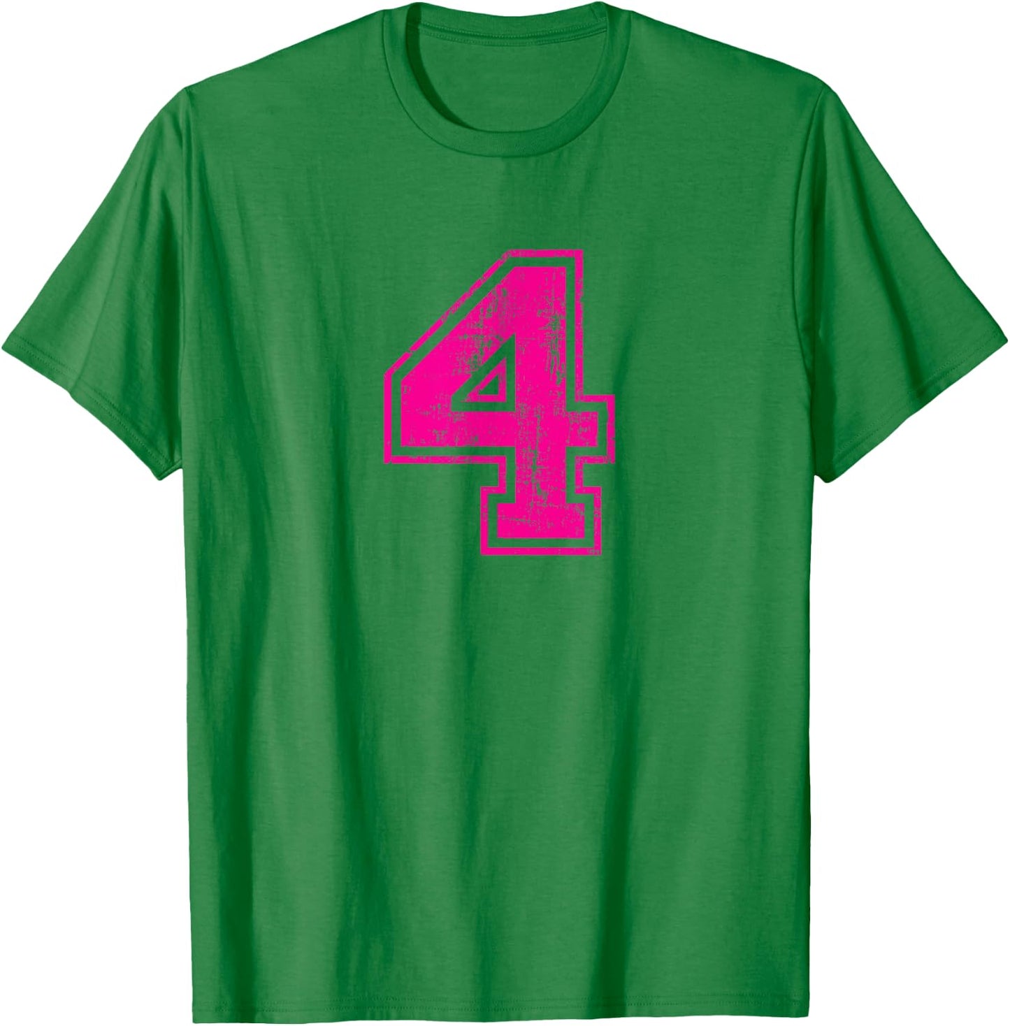 Number 4 Four Varsity Distressed Vintage Sport Team Player's T-Shirt - T-Shirt | Irish Green