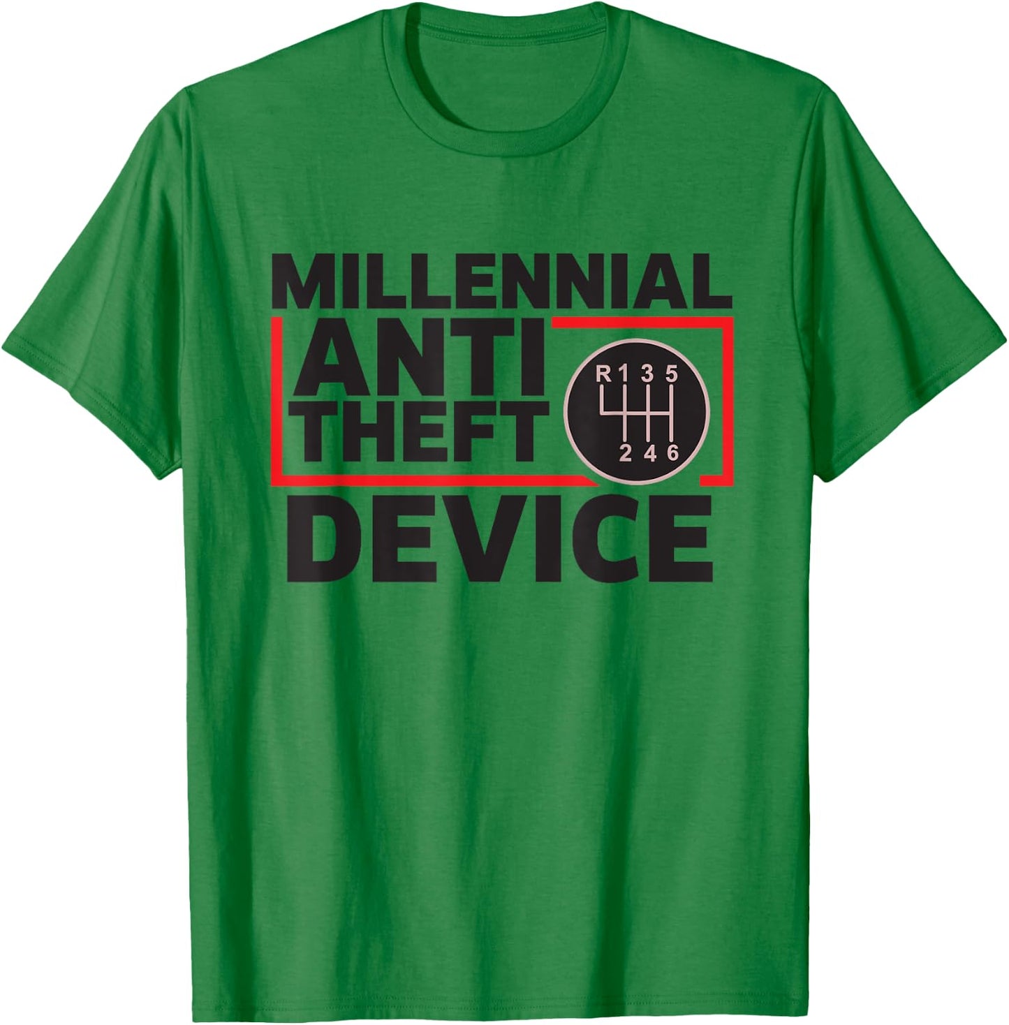 Manual Transmission Gear Stick Millennial Anti-Theft Device T-Shirt - T-Shirt | Irish Green