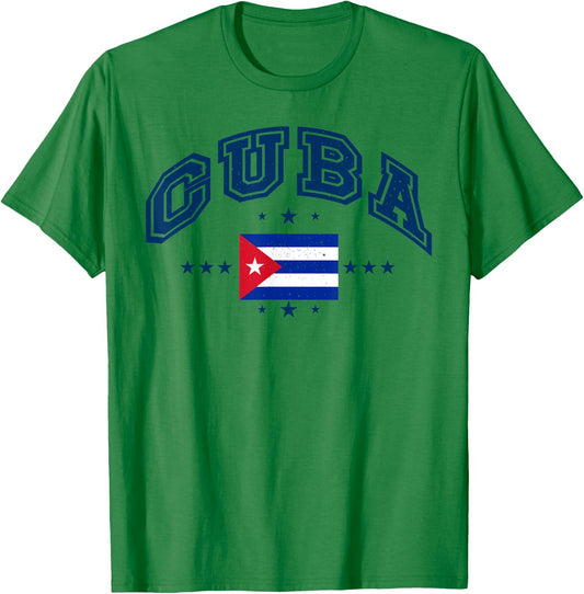 Retro Cuba Men Women Athletic Throwback Flag T-Shirt - T-Shirt | Irish Green