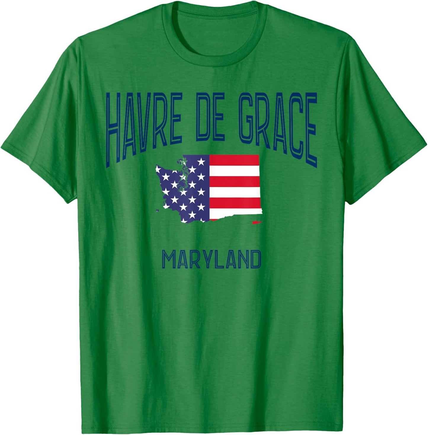 Havre de Grace Maryland MD Athletic Retro USA Flag Women Kids Men T-Shirt - T-Shirt | Irish Green