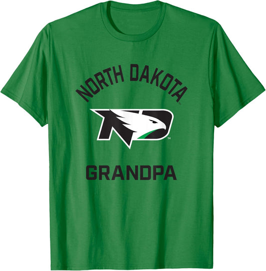 University of North Dakota Fighting Hawks Arched Grandpa T-Shirt - T-Shirt | Irish Green