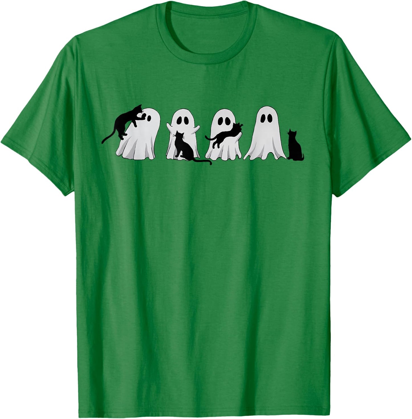 Cute Ghost Cat Halloween Outfit Costumes Cat Lover Spooky Men Women Kids T-Shirt - T-Shirt | Irish Green