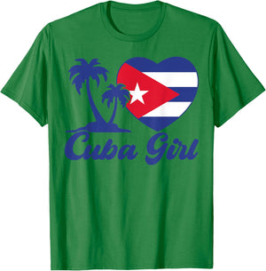 Cuba-Shirt Cuban Girl Flag Cubanita Hispanic Heritage Kids T-Shirt - T-Shirt | Irish Green