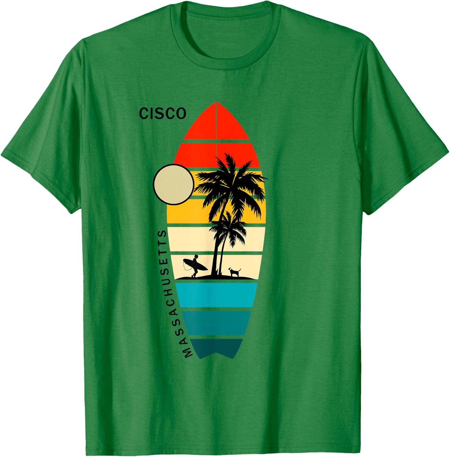 Retro Massachusetts Cisco Surfboarders Surfers T-Shirt - T-Shirt | Irish Green