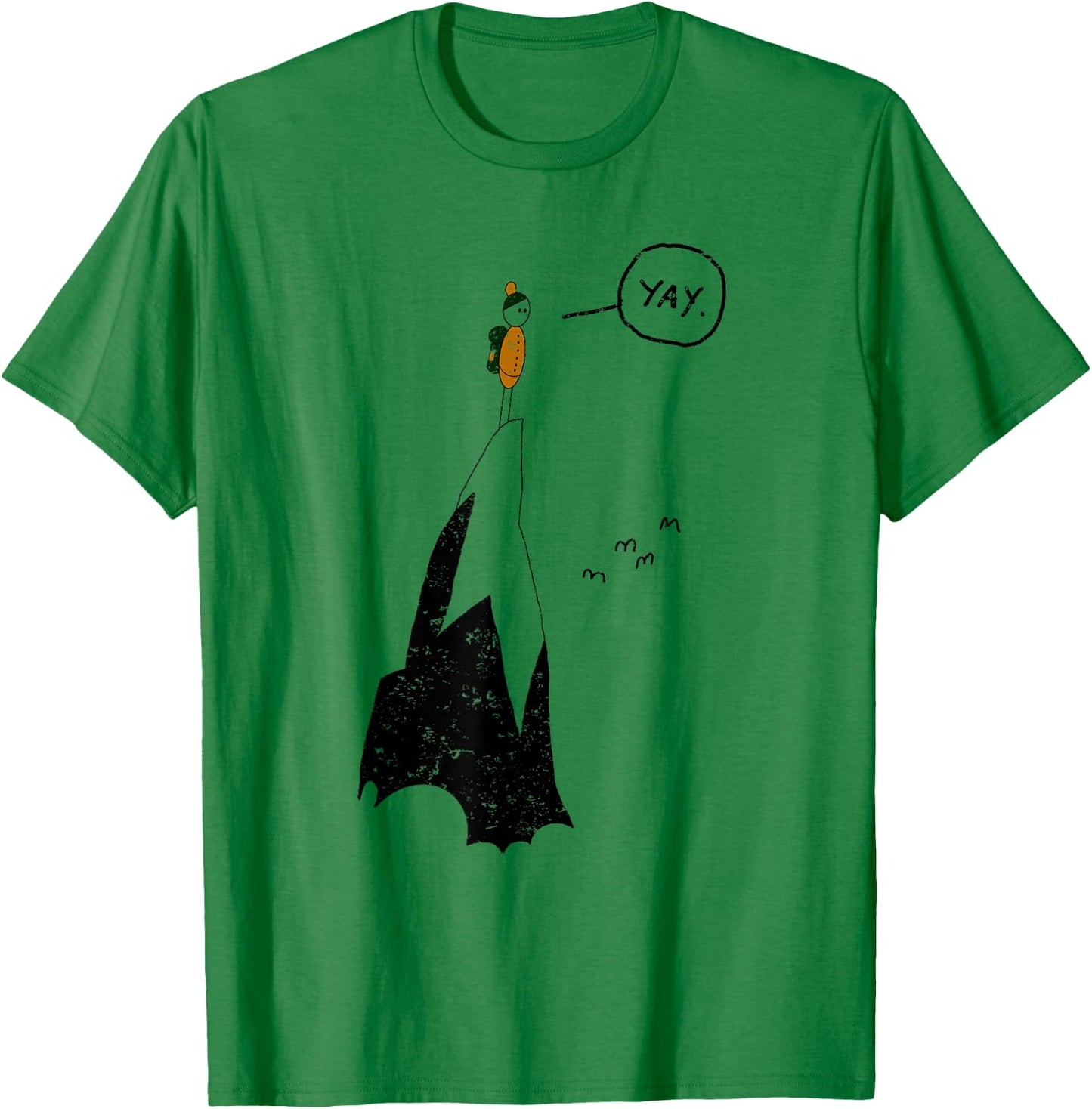 Yay Funny Mountain Climber Hiker Mountaineer Hand Drawn T-Shirt - T-Shirt | Irish Green