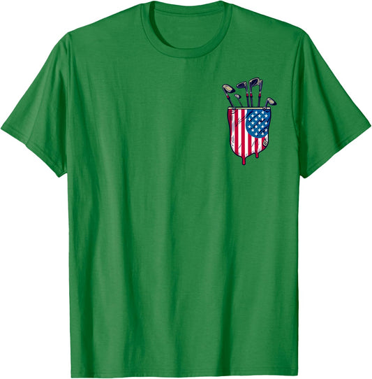 Funny Patriotic Golf Pocket USA America Flag 4th of July Dad T-Shirt - T-Shirt | Irish Green