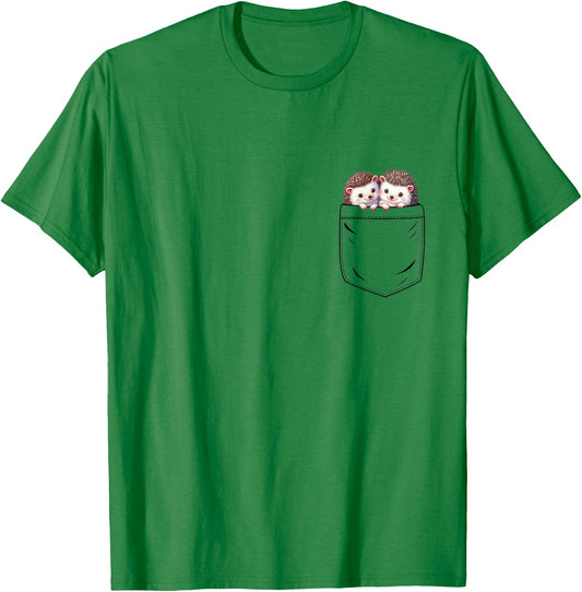 Hedgehog Lovers Cute Funny Hedgehog In Pocket , Small, Grey T-Shirt - T-Shirt | Irish Green
