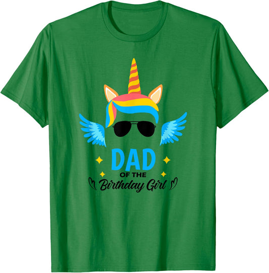 Dad of The Birthday for Girl Father Unicorn First Birthday T-Shirt - T-Shirt | Irish Green