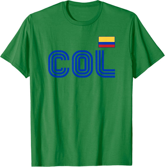 Colombia Flag Retro International Country Colombian Pride T-Shirt - T-Shirt | Irish Green
