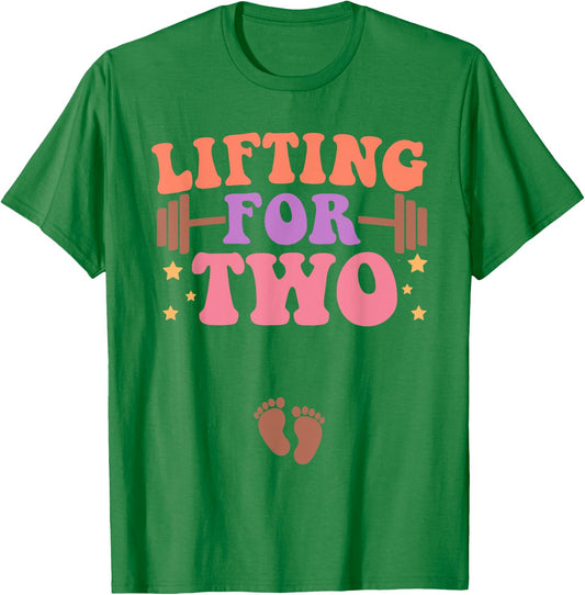 Lifting For Two Funny Pregnancy Gym Workout Expecting Mom T-Shirt - T-Shirt | Irish Green