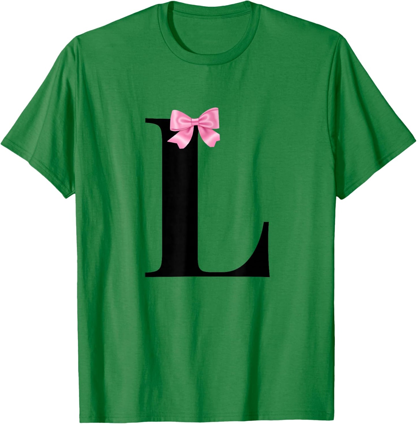 Letter L Coquette Monogram With Pink Bow Initial Name T-Shirt - T-Shirt | Irish Green
