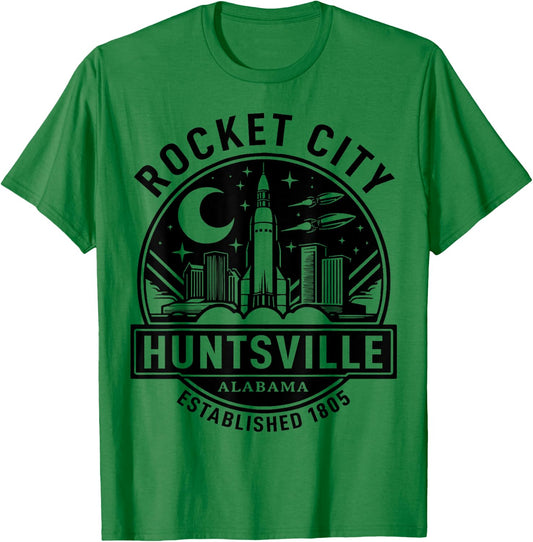 Huntsville Alabama Rocket City 1805 Vintage Travel Souvenir T-Shirt - T-Shirt | Irish Green