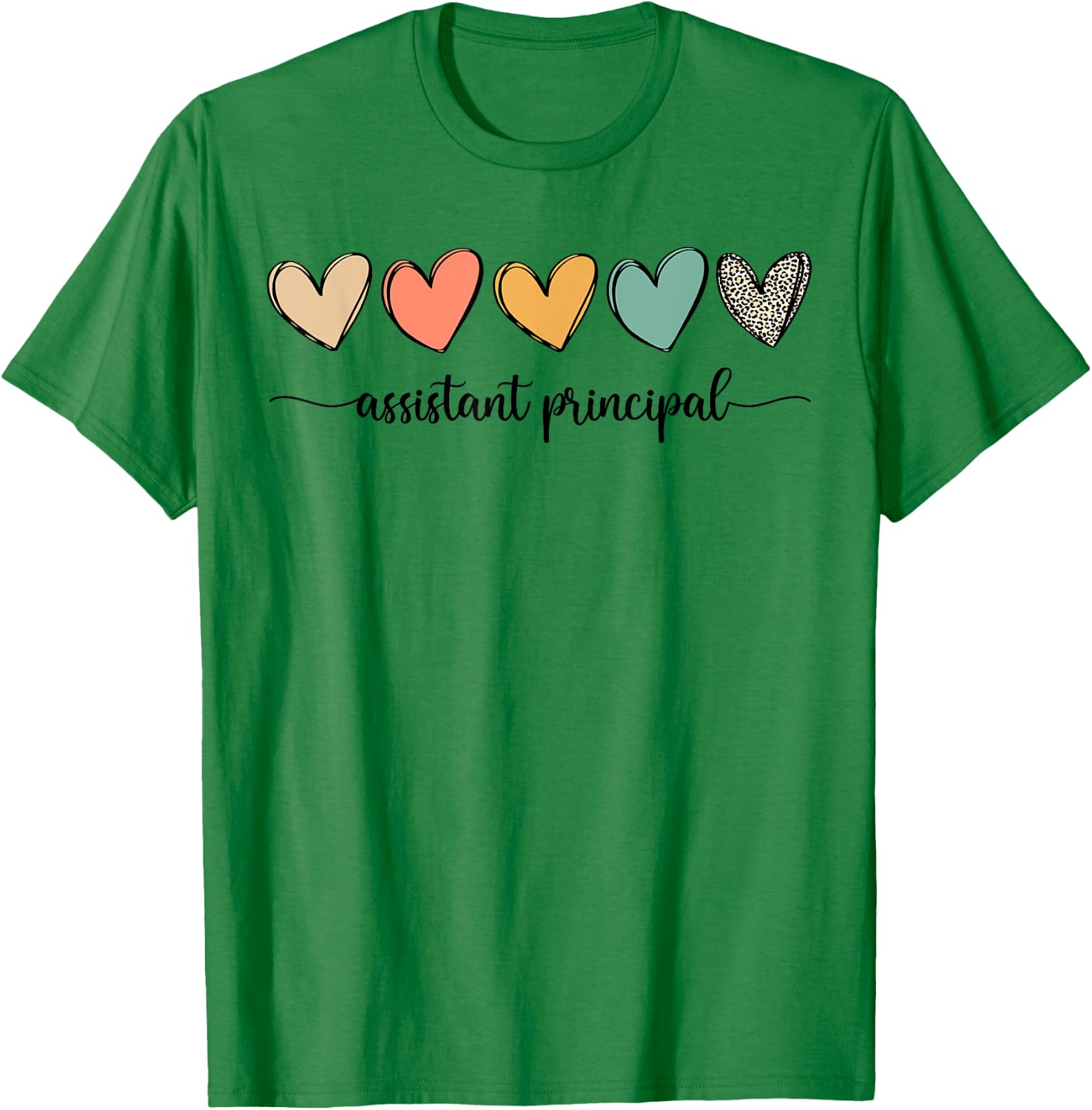 Cute Assistant Principal Shirt Leopard Boho Hearts T-Shirt - T-Shirt | Irish Green