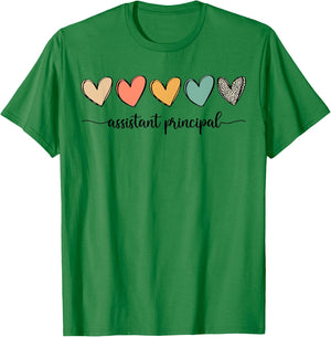 Cute Assistant Principal Shirt Leopard Boho Hearts T-Shirt - T-Shirt | Irish Green