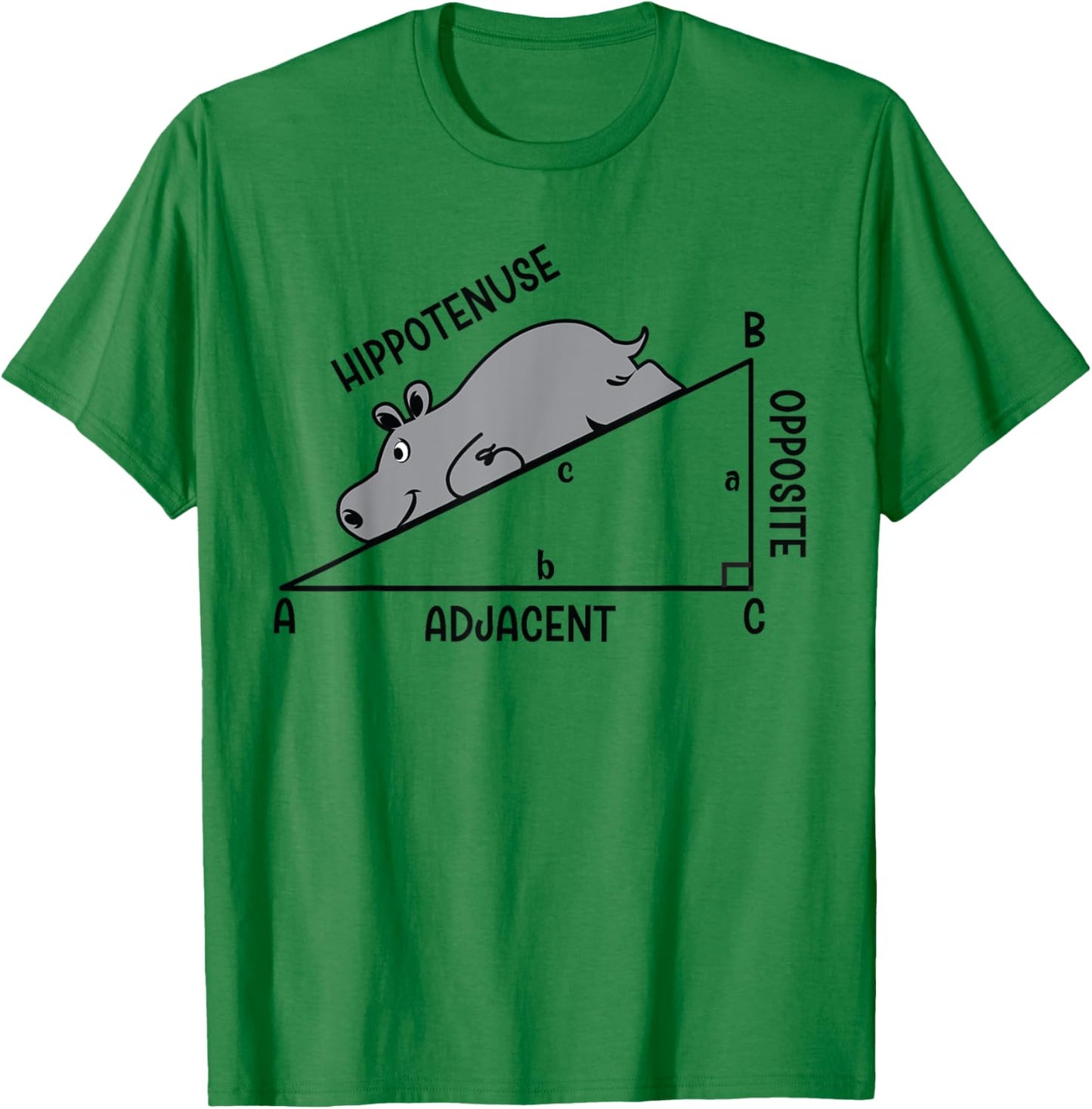 Funny Geometry Math Joke Hippo Nerd Hippotenuse Hypotenuse T-Shirt - T-Shirt | Irish Green